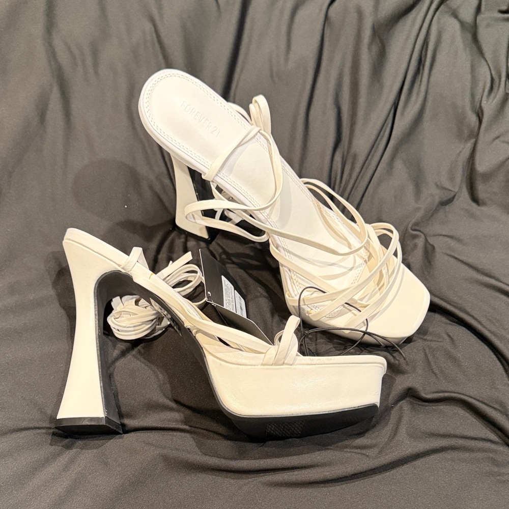 White Strappy Platform Heels